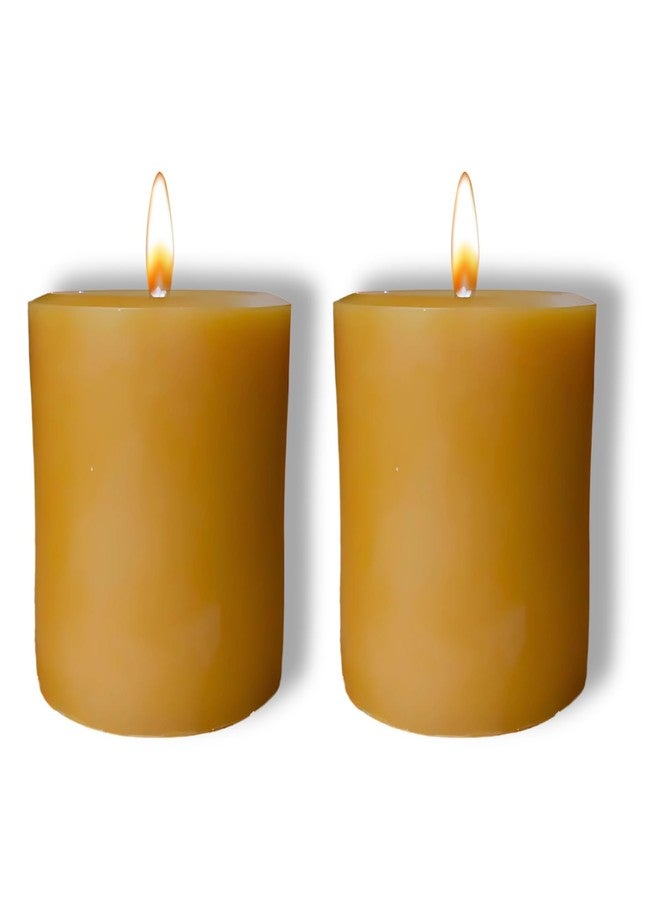 Candlestock 100% USA Beeswax Pillar Candle - Handmade in Woodstock, NY - Natural with 100% Cotton Wick - Long-Burning & Dripless 3x3 (2 Candles) - Image 1